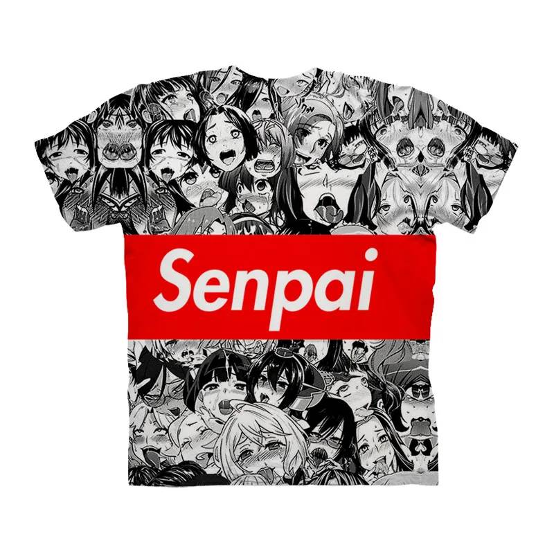 New Casual Anime 3D T-Shirt Men Open Mouth Ahegao Summer T Shirt Male Short Sleeve Tee Tops Man Streetwear Drop Ship