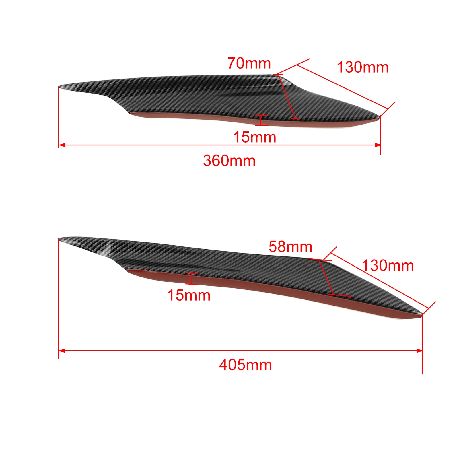 FLYPIG 4Pcs ABS Carbon Fiber Pattern Car Front Bumper Lip Rubber Fin Splitter Body Spoiler Canards Spoiler For Mitsubishi Civic