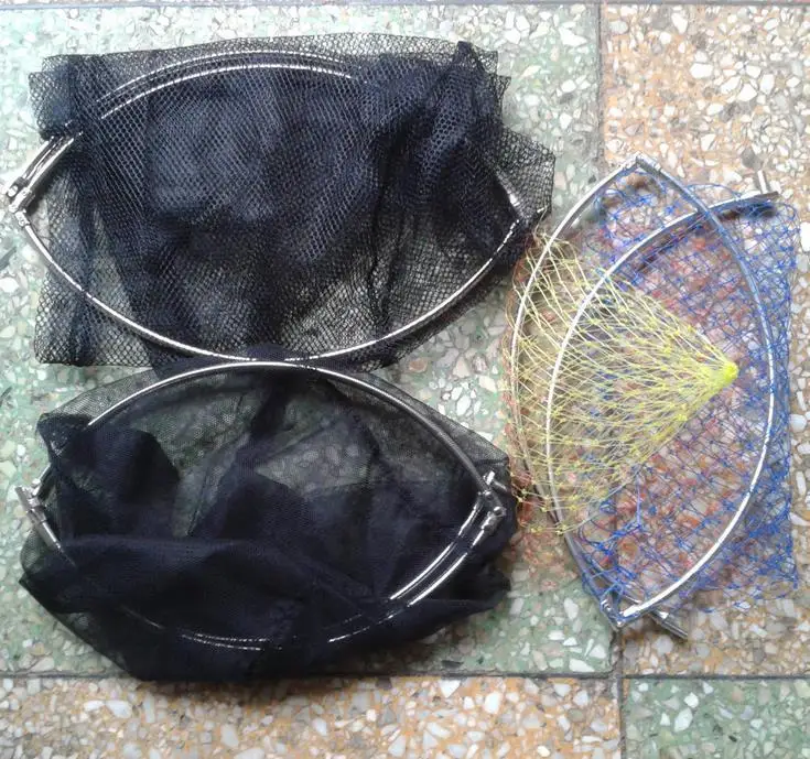 

Landing Net Head Fishing Net 40 45 50cm Color Network Black Netting Fishnet Pocket Stainless Steel Foldable Landing Net Head