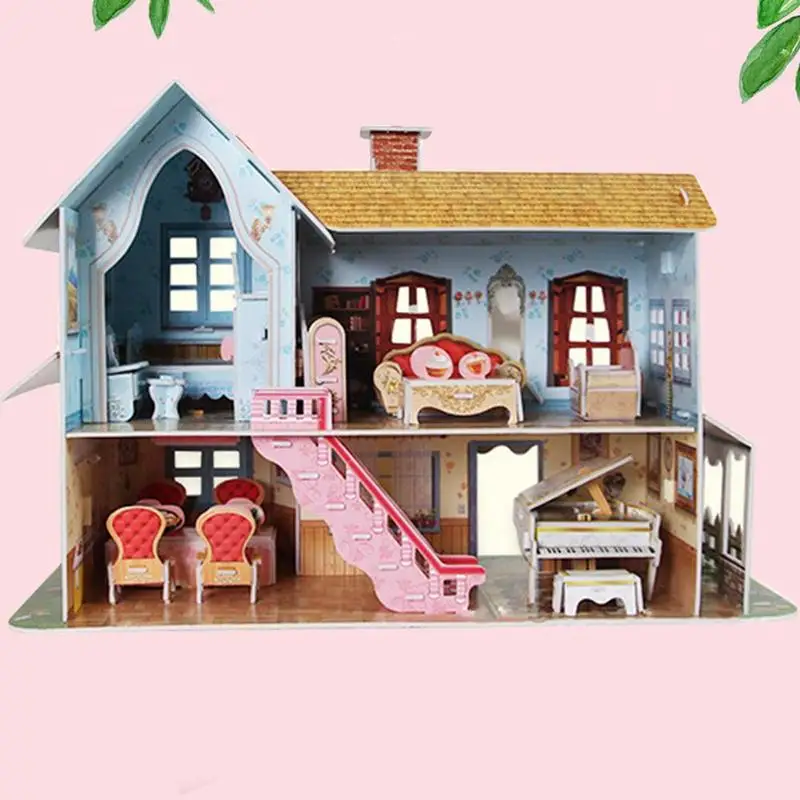 3D пазл светодиодный светильник Скандинавская вилла креативный пазл DIY Бумажная модель ручной сборки светодиодный игрушки для родителей и детей Интерактивные игрушки для детей подарок