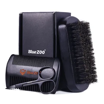 

3pcs Stainless Steel Beard Care Kit Men's Beard Brush Mustache Comb Scissor Beard Care Ki
