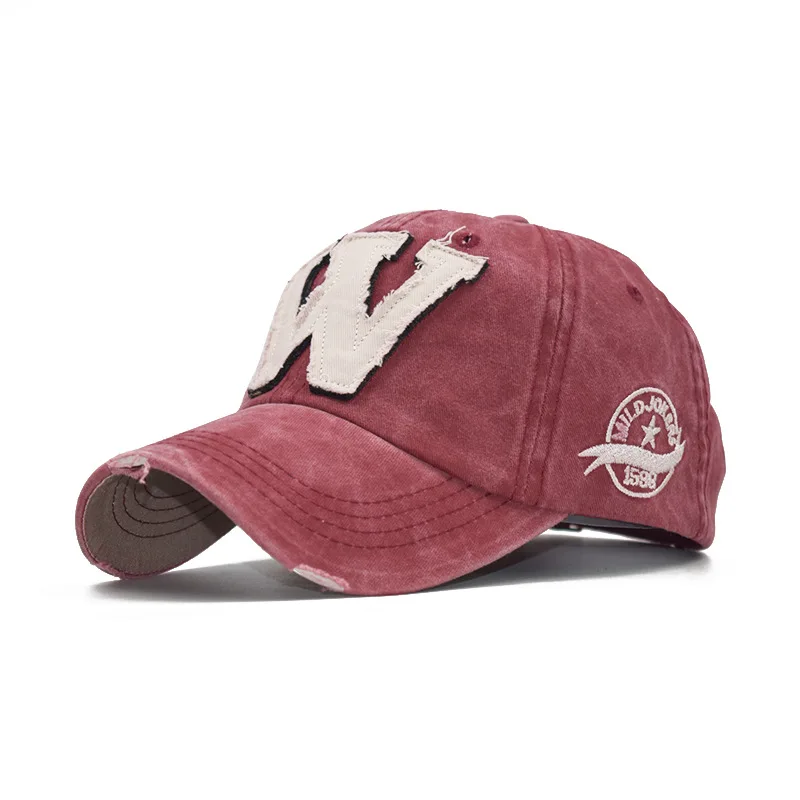 

2019 Cotton Embroidery Letter W Baseball Cap Snapback Caps Bone casquette Hat Distressed Wearing Fitted Hat For Men Custom Hats