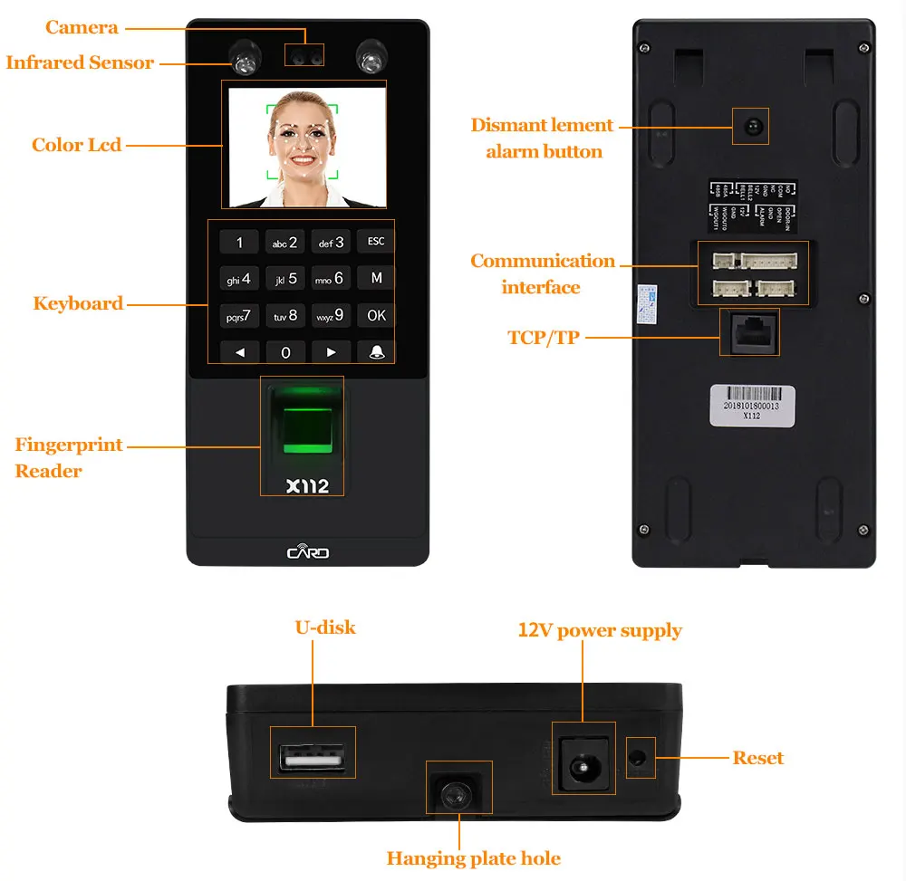 Sistema de Controle de Acesso do Teclado Comparecimento do Tempo da Impressão Máquina de Face de Apoio Senha de Rede Rfid Digital Biométrica Facial Usb Tcp 11 Cheap Atendimento elétrico