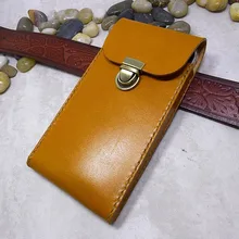 

Blongk Universal Mobile Phone Waist Bag Hand-made Genuine Leather for Iphone Huawei Xiaomi Vivo OPPO Phone holster PD