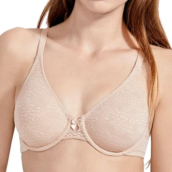

Drop Ship Womens Non Padded Full Coverage Underwire Sheer Lace Supportive Minimizer Bra 32 34 36 38 40 B C D DD E F 2 Colors