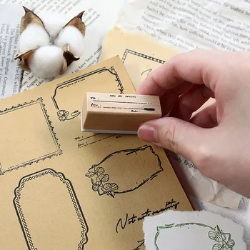 

Classic Label Series Wooden Seal Hand Account Diary Album Note Greeting Card DIY Rubber Stamp Seal Home Office Essential Gift