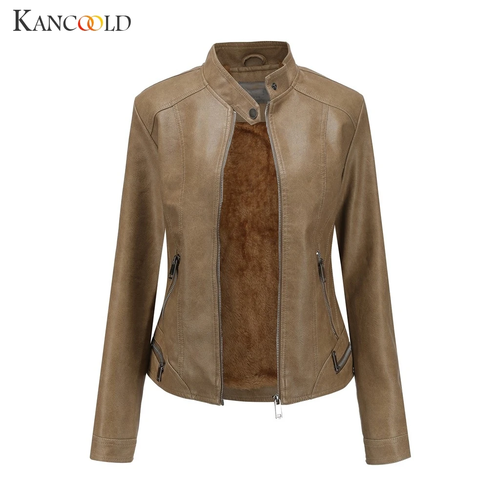 Very best KANCOOLD coats Winter Warm Women Short Leather Jacket Parka Zipper Tops Overcoat fashion new coats