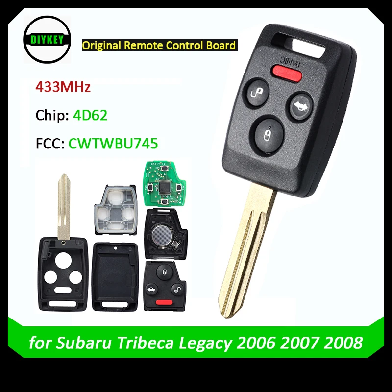 

DIYKEY CWTWBU745 Remote Key Fob 433MHZ 4D62 Chip ( Original remote control board）for Subaru Legacy Tribeca Outback 2006-2009