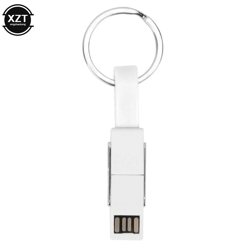 4 в 1 Мини USB Зарядное устройство зарядный кабель для передачи данных для освещения Micro Тип usb C 8 Pin кабель для iPhone XR X 7 samsung HUAWEI брелок - Цвет: Слоновая кость