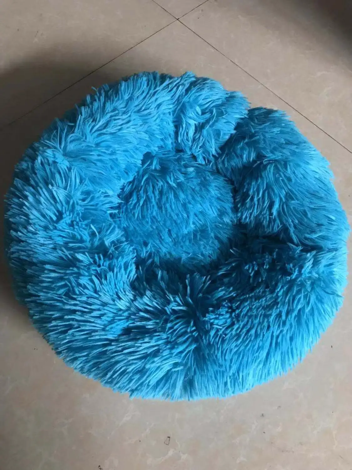 Blue Длинная плюшевая супер мягкая кровать для домашних животных питомник собака круглый кот зимний теплый спальный мешок щенок подушка коврик переносные принадлежности для кошек PD045 - Цвет: Blue