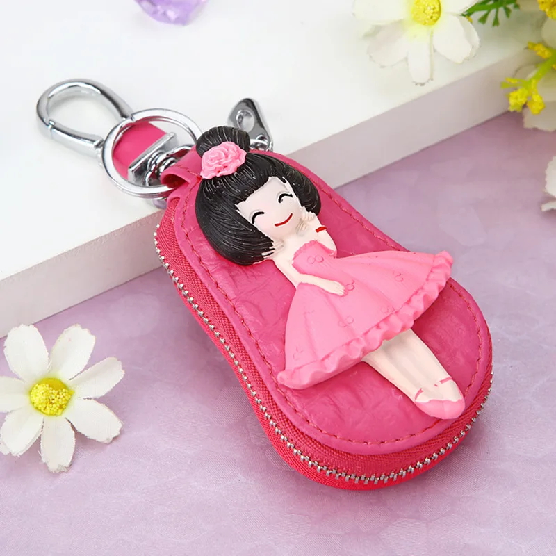 Милый кожаный брелок для ключей Hello Kitty KT Cat на молнии - Цвет: Style 22