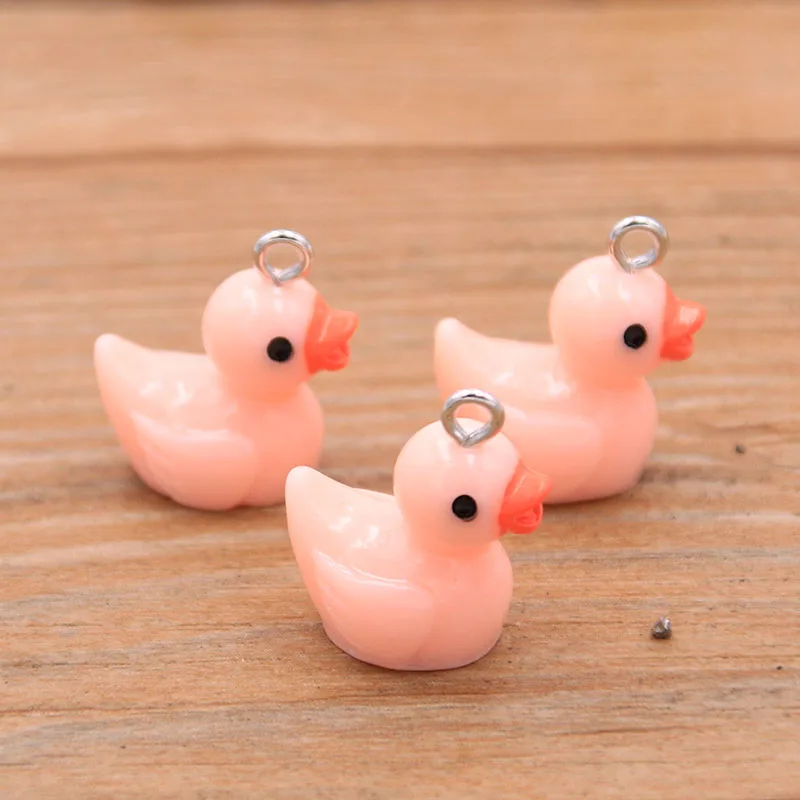 10Pcs 18X21MM Cute 5 Color Duck Resin Earring Charms Diy Findings Kawaii 3D Phone Keychain Bracelets Pendant For Jewelry Making