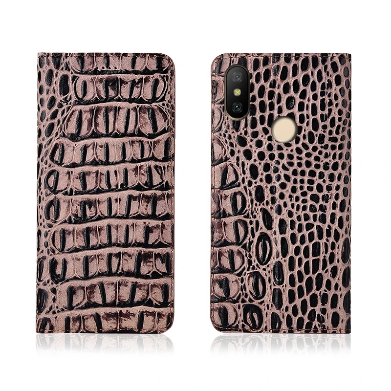 

Crocodile Back Pattern Genuine Real Leather Magnetic Flip Phone Bag For Redmi 6 Pro/Redmi 6/Redmi 6A Phone Cases Coque Funda
