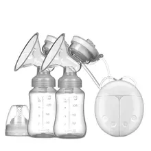 Double pompe à sein électrique USB, puissante aspiration de mamelon, pompe à sein électrique avec biberon de lait pour bébé, coussin de chaleur froide