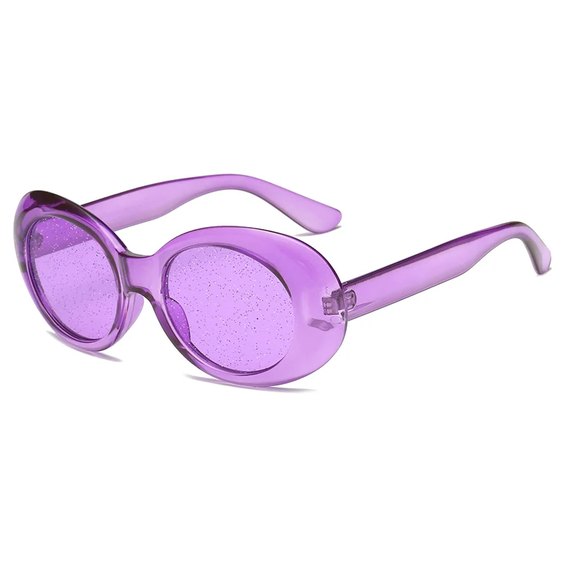 Purple purple Брендовые ретро овальные Солнцезащитные очки женские увеличенного размера стимпанк Солнцезащитные очки прозрачный, конфеты цвета круглый ПК оправа очки UV400 - Цвет линз: Purple purple