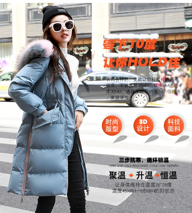 Factory Winter Hcnl18133 with Genuine Fur Collar Korean-style Women's Fashion Hooded down Jacket