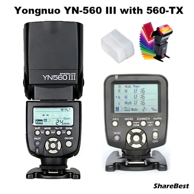 Вспышка YongNuo YN-560 III Speedlite с YN-560TX передатчиком беспроводной связи для камеры Nikon - Цвет: Белый
