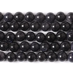 Enhanced Natural Stone Beads Collection: Aventurine, Lava, Amazonite, and Malachite Crystals for DIY Jewelry and Bracelet Crafting (4/6/8/10/12mm) (Blue sandstone)