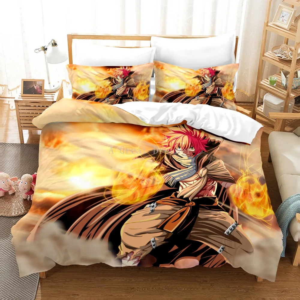 New Anime Fairy Tail Comforter Bedding Set Duvet Covers Pillowcases Bed Set Cartoon De Bedclothes For Kids Bed Linen 