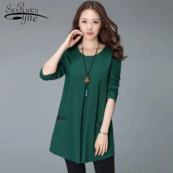 

Fashion Long Sleeve Striped Patchwork Women's Shirts Plus Size Blouse Women Tunic Woman Blouses Black Green Ladies Tops 7897 50