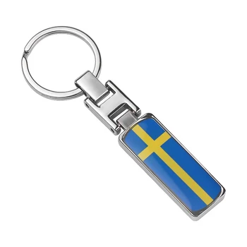 

Car Styling Key Chain Fashion Metal Sweden Swedish flag Key Ring for TOYOTA AUDI LADA FIAT FORD OPEL Subaru Suzuki Chevrolet BMW
