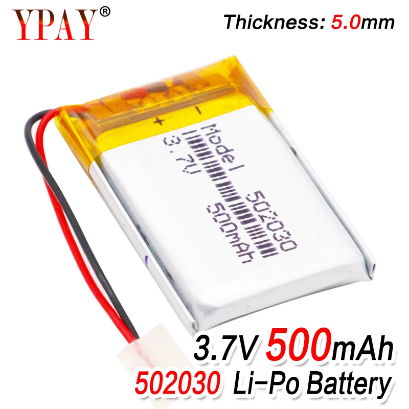 

3.7V 500mAh 502030 Lithium Polymer Li-Po li ion Rechargeable Battery Lipo cells For MP3 MP4 speaker Tachograph Car DVR Camera