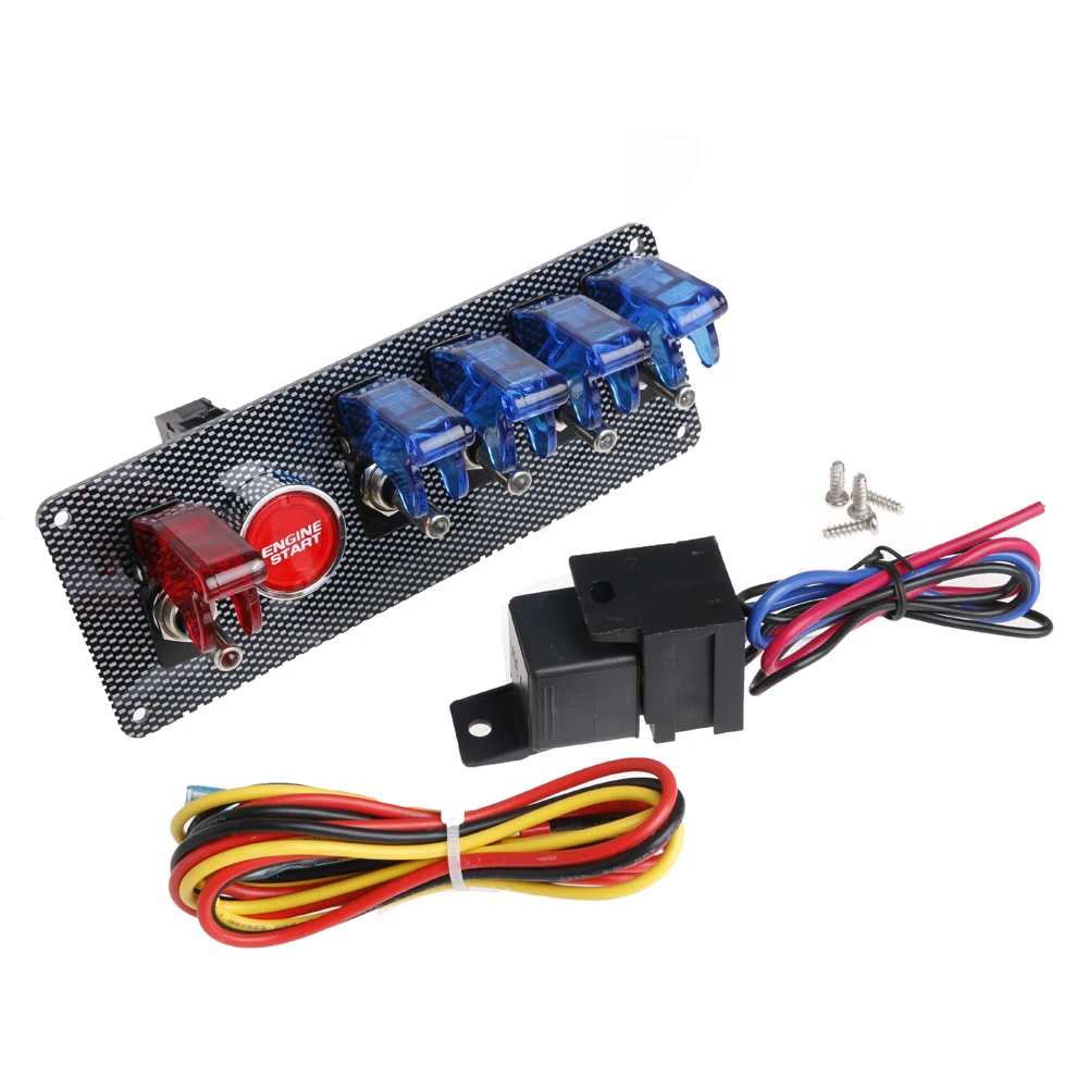12V переключатель зажигания для гоночного автомобиля+ 4 синий и 1 красный светодиодный переключатель