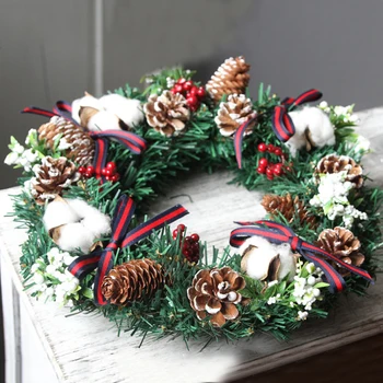 

Christmas Home Hanging Decoration Gold Red Merry Xmas Wreath Fireplace Ornaments
