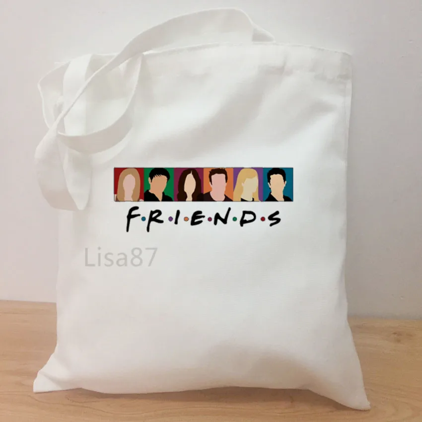 Casual shoulder large capacity simple shopping bag Friends TV Fans girls hand bag women simple package bag Tote Bag - Цвет: C4