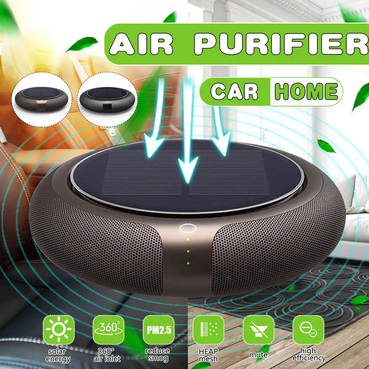 

Portable Solar Car Air Purifier Intelligent Ionizer Anion Vehicle Air Purifier Freshener Solar Power Filter Cleaner Purify