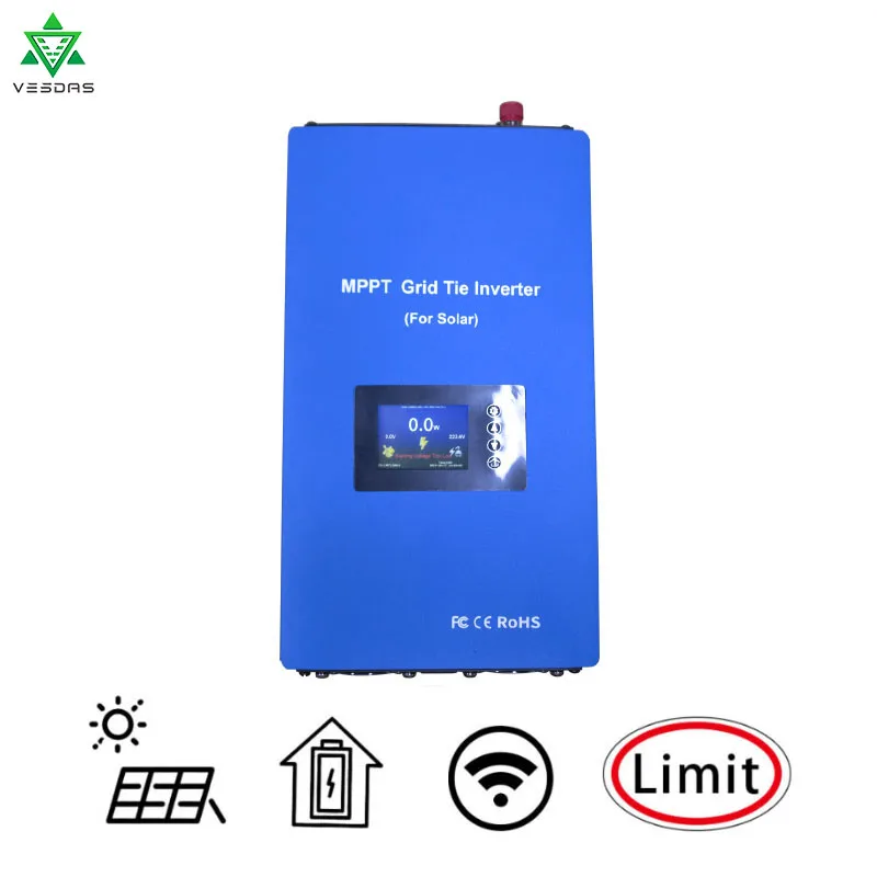 

1000W MPPT Solar Grid Tie Inverter with Internal Limiter Sensor Battery Discharge Power 22-60VDC 95-265VAC Auto Match For Solar