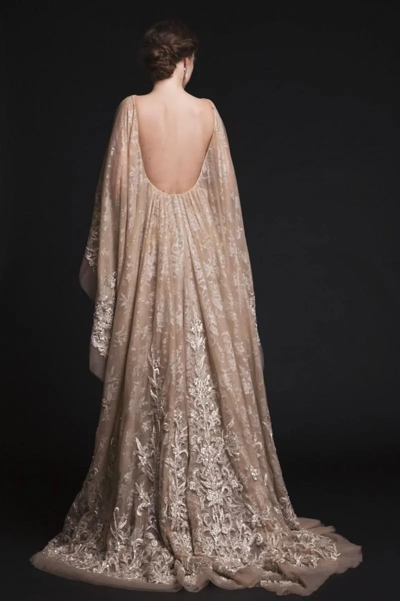 Арабские платья Eening платья Krikor Jabotian Прозрачное нижнее белье с низким вырезом на спине для выпускного вечера יזמנתי אזמנהDress апликациями, наматывается Vestidos