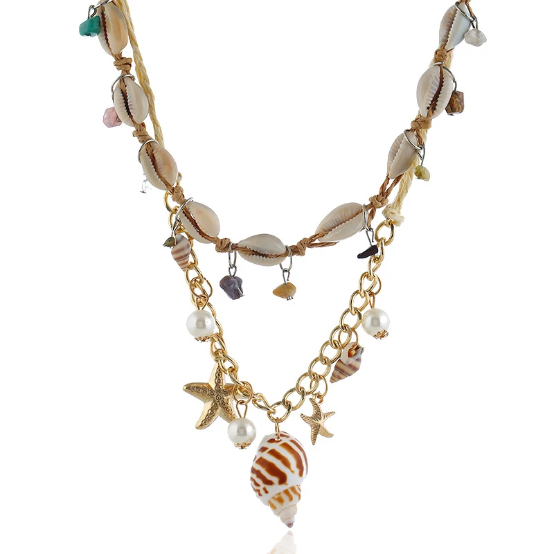 

Shell Necklace Choker For Women White Conch Girls Vintage Statement Multi-layer Summer Beach Collier Coquillage Seashell Chain
