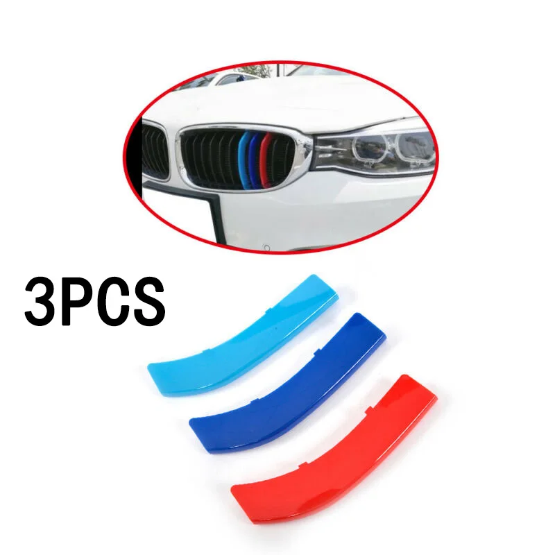 

3pcs Car Front Grille Trim Strips Cover Motorsport Sticker For BMW 3 5 Series X3 X4 X5 X6 X1 3-Colors Front Grille Trim Strip