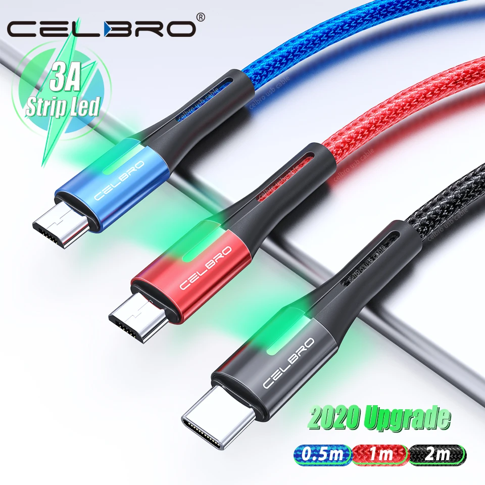 Кабель для быстрой зарядки со светодиодной подсветкой типа C Micro Usb Зарядные