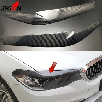 

2PCS For BMW 5 Series G30 Sedan 2017 2018 Car Carbon Fiber Front Head Light Eyelid Lamp Headlight Eyebrow Cover Trim
