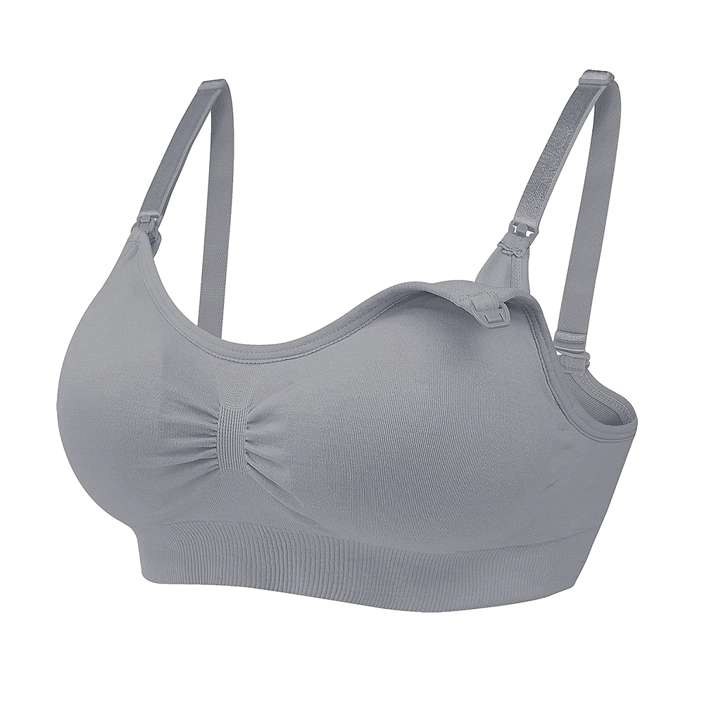 Gray bra SLAIXIU бюстгальтер для беременных женщин, Бюстгальтер для кормления грудью, регулируемый бюстгальтер для сна, Бюстгальтер для кормления размера плюс, Бюстгальтер для кормления - Цвет: Gray bra