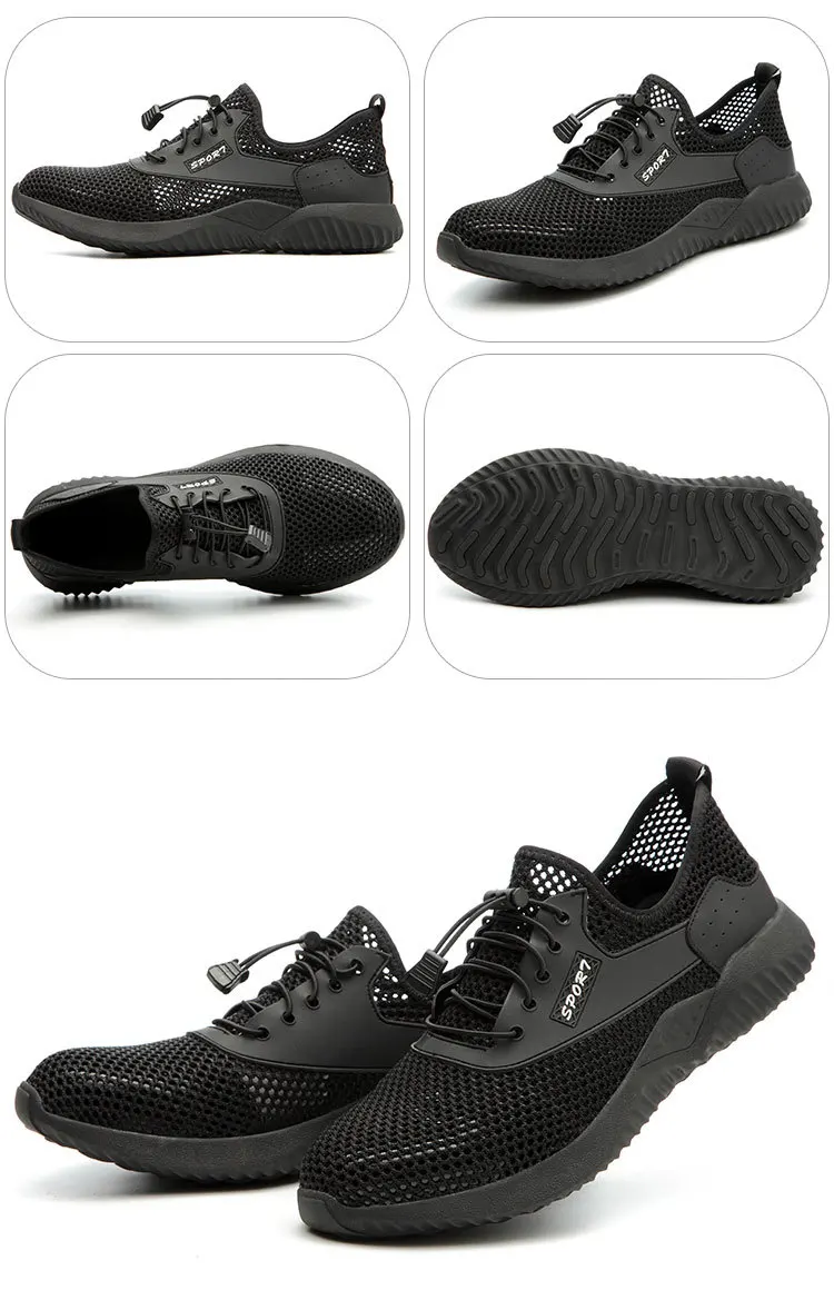 Steel Toe Safety Shoes Men Boots Lightweight Breathable Puncture Proof Light Sneaker Non-slip Industrial Construction Work Shoes