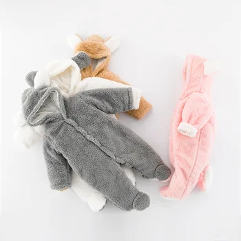 

Autumn Winter Infant Baby Girls Long Sleeve Hooded Thick Fleece Casual Rompers Kids Newborn Boys Jumpsuits Toddler Outfits
