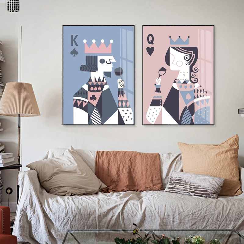 Abstract-Poker-Card-King-Queen-Drinking-Canvas-Painting-Wall-Art-Posters-Print-Gallery-Picture-Living-Room (1)