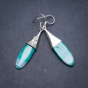 

Natural Botswana Agate Handmade Unique 925 Sterling Silver Earrings 2" Y2600
