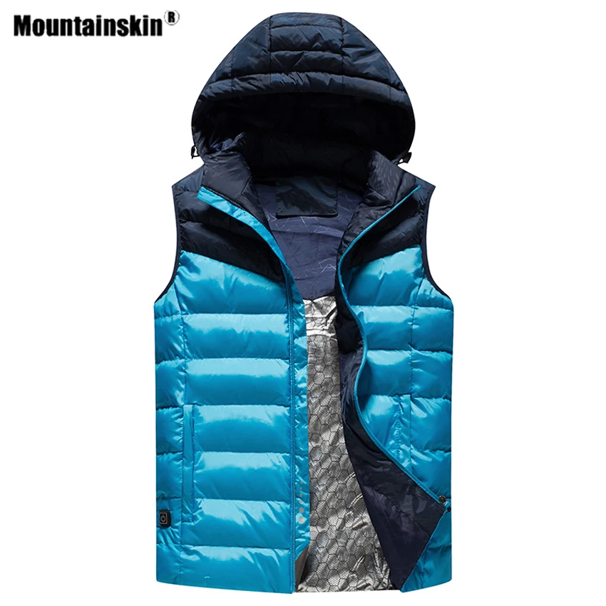 Mountainskin, мужской жилет с USB подогревом, теплые куртки без рукавов, уличные спортивные термо жилеты, лыжные треккинговые туристические пальто VA626
