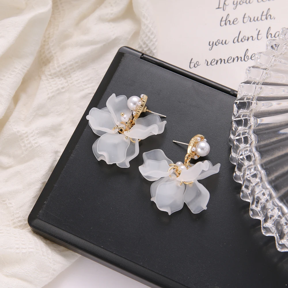 Flower Earrings FNIO Flower Bohemia Boho Earrings Women Fashion Long Hanging Earrings Crystal Female Wedding Earings Party Jewelry