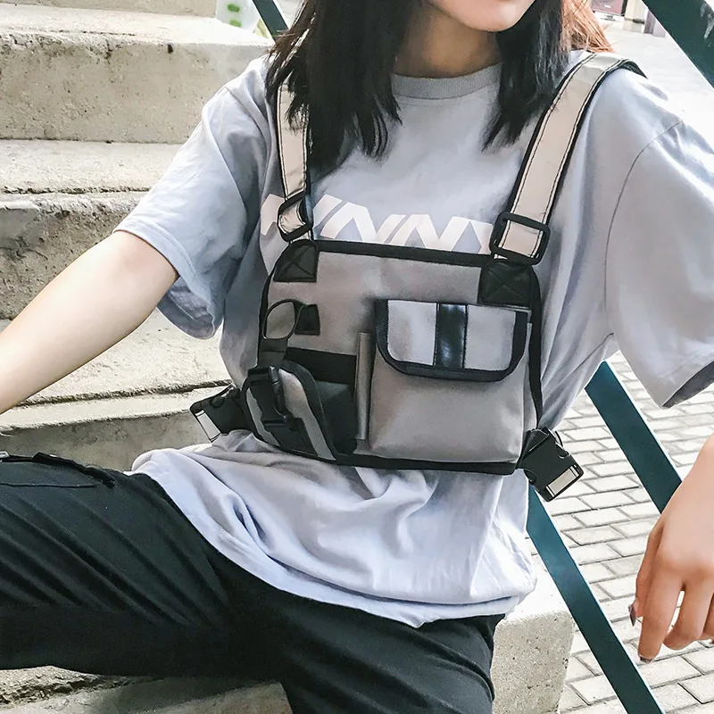 Weysfor Functional Tactical Outdoor Chest Bag Fashion Bullet HipHop Vest Streetwear Bag Waist Pack Men Women Black Chest Rig Bag