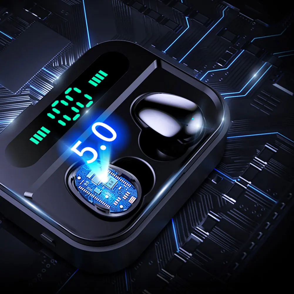 TWS 5.0 Bluetooth 9D Stereo Earphone Wireless Earphones IPX7 Waterproof Earphones 2200mAh LED Smart Power Bank Phone Holder