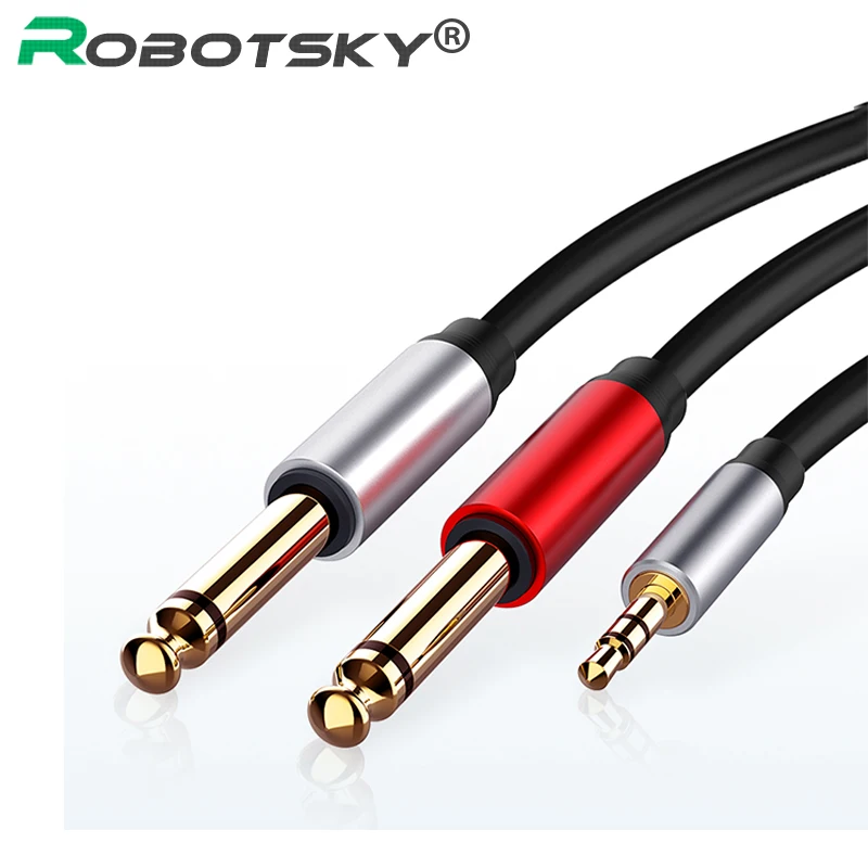 Robotsky Jack 3.5mm to 6.35mm Adapter Audio Cable for Mixer Amplifier CD Player Speaker 6.5mm 3.5 Splitter Male | Электроника