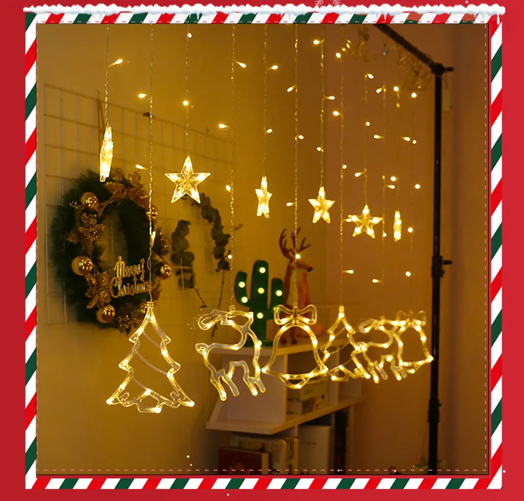 12 шт. светильник для занавесок, светильник s, Рождественское украшение комнаты, праздничные фонари, подвесной светильник s 220V AC 3/2 m, длинный теплый белый цвет XJ