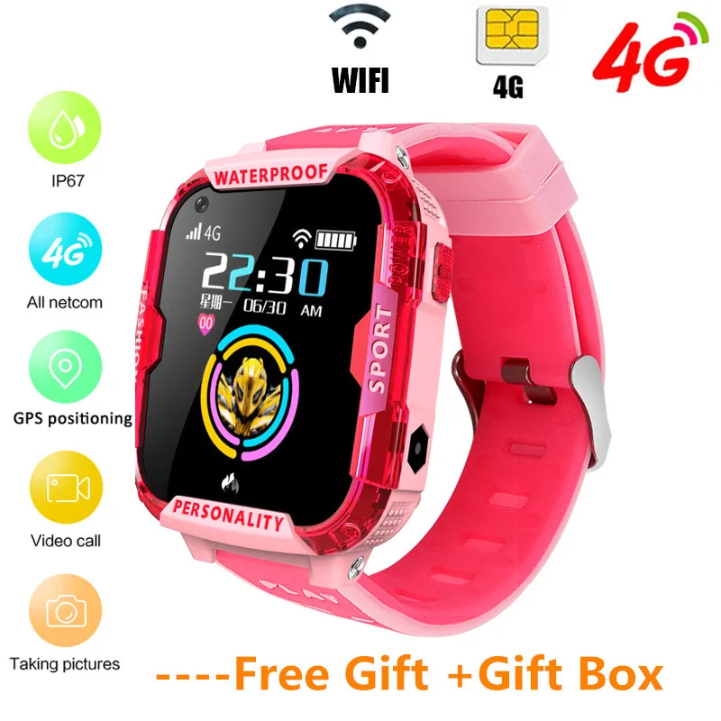 Gps Wifi SOS 4G Смарт часы Детские IP67 водонепроницаемый камера положение трекер дети Smartwatch для мальчиков и девочек VS A36E Q90 - Цвет: Красный