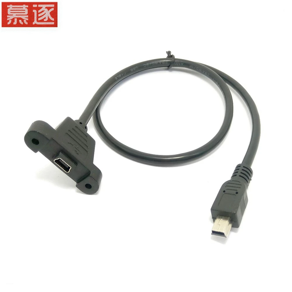 

0.3M/0.5M Screw Lock Panel Mount Mini USB 2.0 Male to Female M/F Extension Data Sync Power Charge Cable Screws Shielding