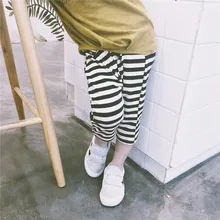 Новинка года; сезон лето; детские шаровары Повседневные брюки в полоску для мужчин и женщин детские вязаные брюки больших размеров спортивные брюки